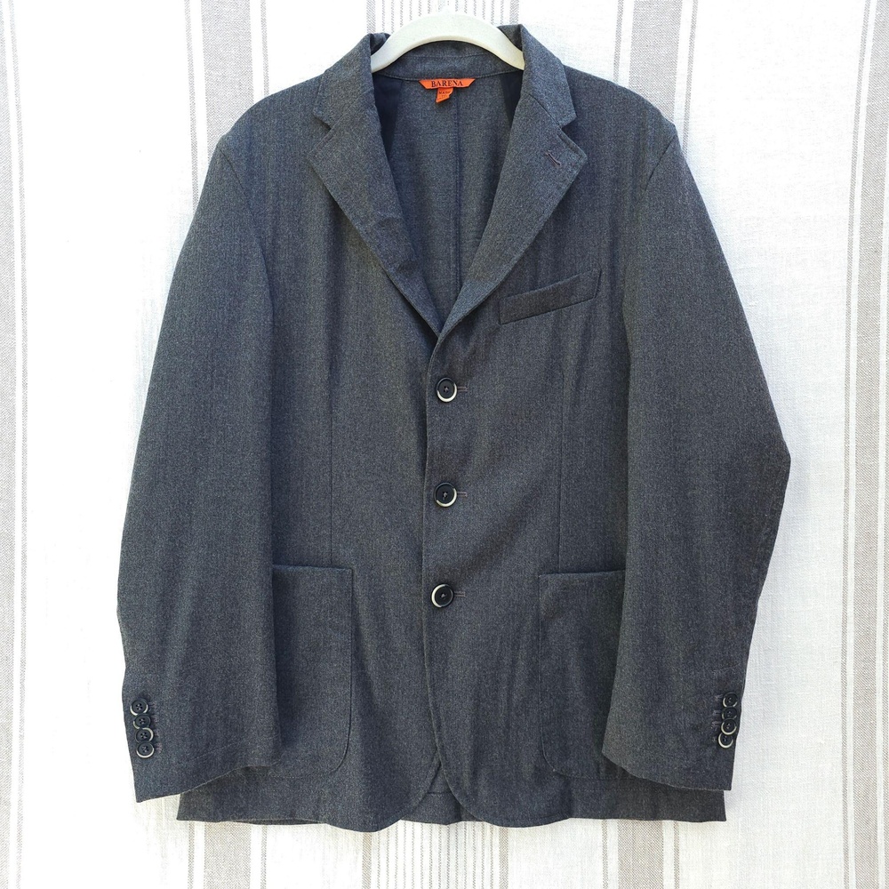 Barena Blazer Mens 48 Gray Wool Blend Flannel Made In Italy Unlined Jacket